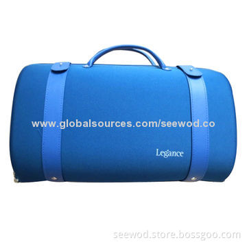 EVA red wine case, made of EVA + PU, foam insert and velvet lining